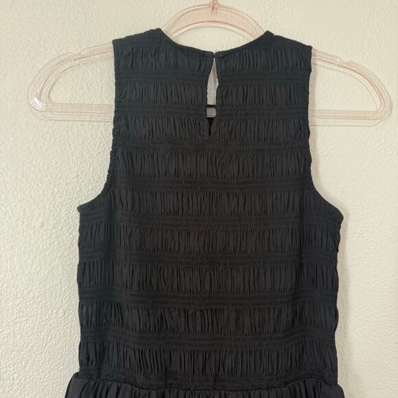 NWT Madewell The Melody Bubble Hem Smocked Midi Dress in Poplin Black Size XS - Picture 5 of 7